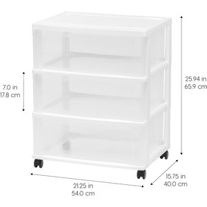 Carrello Portaoggetti in Plastica con 3 Cassetti e Ruote per Materiali Artistici, Bagno, Dormitorio, Camera da Letto - Product Image 2
