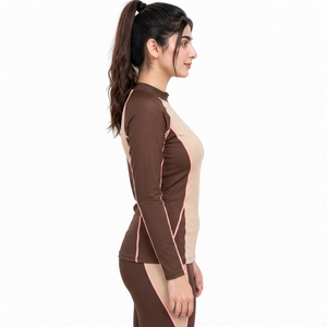 Lightweight Sports Fabric Compression Fit Breathable Mesh Panels Moisture Control Properties <b>Women</b> <b>Rash</b> <b>Guard</b> Designed - Product Image 4