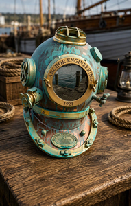 Réplique de casque de plongée de la marine américaine Green Mark V, casque de plongée sous-marine en métal, décoration maritime, objet de collection - Product Image 4