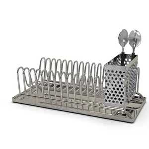 Escurridor de Platos de Metal Blanco de 2 Niveles, Organizador de Encimera de Cocina, Soporte para Cubiertos, Bandeja de Drenaje - Product Image 3