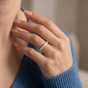 แหวนเพชรทรงมาร์คีส์ทองคำ 14K ขายส่ง แหวนแบบเต็มนิ้ว สามารถซ้อนกันได้ ผู้ผลิตเครื่องประดับตามสั่ง - Product Image 6