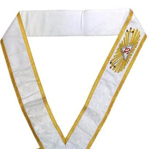 Écharpes Maçonniques Complètes pour Officiers Provinciaux et Chevaliers Templiers, avec Broderie Haute Qualité, en Moiré Noir, selon la Réglementation Anglaise et l'Ordre Étoile d'Orient - Product Image 2