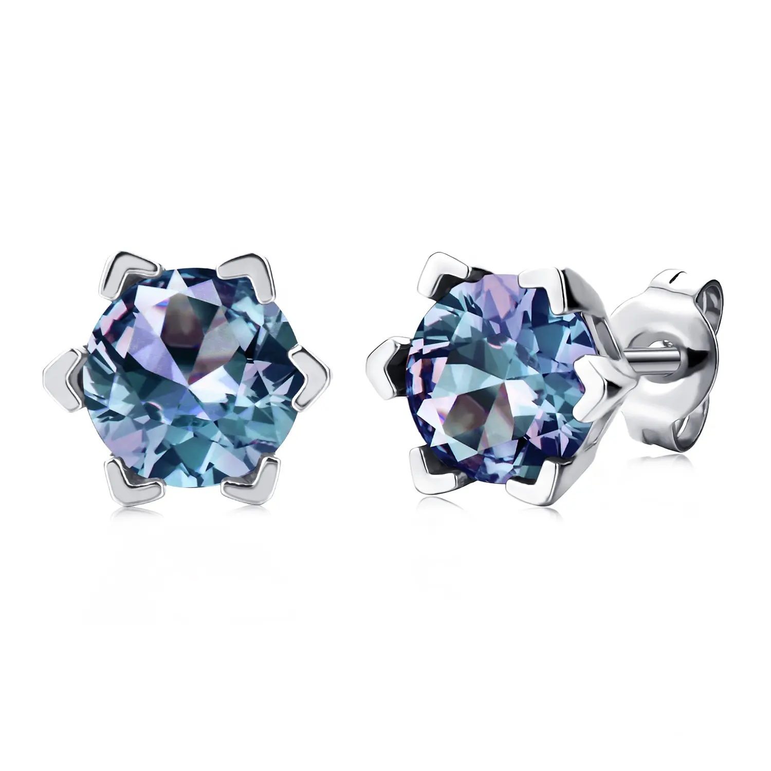 Silver 925 Round Cut Alexandrite Gemstone Round Stud Earrings Destiny Jewellery New Minimalist Women Jewelry 2021