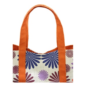 Bolsa de Yute con Estampado Floral Multicolor, Forro de Poliéster, Cierre Magnético, Asa Larga, Bolsa de Compras de PP - Product Image 6