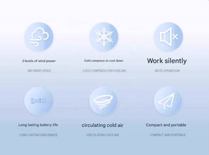 Ventilador de Mano Mini sin Aspas, Motor sin Escobillas, Batería de 2000 mAh, Uso en Exteriores, Control por Botones, 5 Velocidades, Bajo Ruido (40+ dB), Recargable - Product Image 3