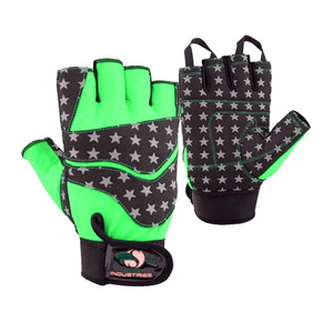 SAAR Industries Half <b>Finger</b> Gym Gloves Blue Black Star Pattern Adjustable Wrist <b>Strap</b> Weight Lifting Fitness Gear - Product Image 3
