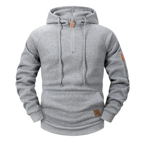 เสื้อฮู้ดซิปครึ่งตัวคุณภาพสูงสำหรับผู้ชาย สไตล์ Athleisure ผ้าหนานุ่ม ดีไซน์เรียบง่าย เสื้อคลุมมีฮู้ดแบบสวมหัว - Product Image 6