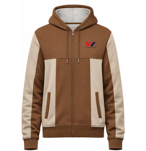 Contrast Panel <b>Full</b> <b>Zip</b> <b>Hoodie</b> 100% Cotton Heavyweight Fleece Sweatshirt Oversized Streetwear for Winter Streetwear with Custom - Product Image 1