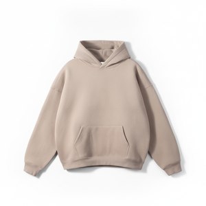 Sudadera con Capucha Beige para Hombre, Corte Holgado, Manga Larga, con Cordón Ajustable, Forro Polar de Algodón - Product Image 4