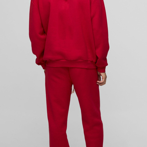 Ensemble de survêtement évasé et ample de qualité supérieure en molleton de coton noir, effet délavé soleil et vieilli, pour l'entraînement, le jogging et le sport - Product Image 6