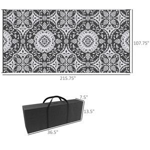 Tappeto da Esterno Reversibile Grigio e Bianco 9FT X 18FT, Impermeabile in Plastica Intrecciata, Portatile per Campeggio RV e Picnic in Giardino - Product Image 3