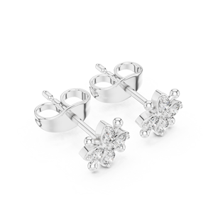 Luxury <b>Silver</b> Floral Diamond <b>Stud</b> Earrings Womens Trendy IGI Certified Wedding & Engagement Gift Fine Jewelry - Product Image 2