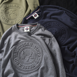 Sweat-shirt en polaire gaufré pour homme en polyester/coton, manches régulières, col rond ample, hiver, uni, logo personnalisé, écologique - Product Image 3