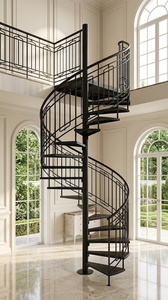 Escalera de Caracol de Hierro Forjado con Barandillas Tubulares Resistentes al Óxido, Fácil Montaje DIY, Diseño Moderno para Balcón, Uso Interior/Exterior - Product Image 6