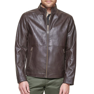 Chaqueta de Cuero para Hombre de Alta Calidad, Talla Grande, Cuello Alto, Cierre de Cremallera, Chaqueta de Cuero PU Ajustada, Estilo Motociclista - Product Image 5
