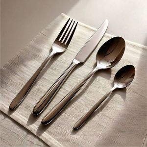 Luxury Vintage Stainless Steel Cutlery Set Embossed Silver Mirror Polished Flatware Spoon Fork Knife for <b>Wedding</b> Hotel Cutlery - Product Image 6