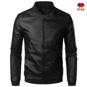 แจ็คเก็ตหนังแท้แบบสั่งทำพิเศษสำหรับผู้ชาย ยี่ห้อ Ryan Pro Gear เนื้อผ้าสวมใส่สบาย ระบายอากาศได้ดี พร้อมโลโก้แบบกำหนดเอง ลายเรียบ - Product Image 3