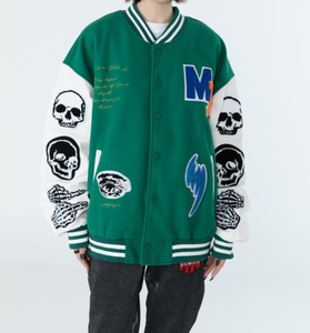 แจ็กเก็ตทีมโรงเรียนของผู้ชายกันน้ำอบอุ่นแขนเสื้อหนังขนแกะเย็บปักถักขนาดใหญ่พิเศษ - Product Image 6