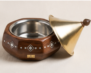 Ramadan Collection New Wooden Casserole Set Stainless Steel Cover Enamel Coated Golden Finished Eco-Friendly Durable Modern - Product Image 4