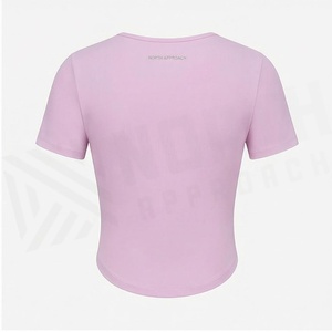 Pink Scoop Neck Crop <b>Top</b> Short Sleeve Cut-Out Seamless Yoga Wear Women's Sportswear - Product Image 2