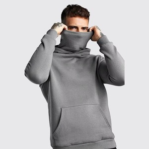 Minimalist Cowl High Neck Men's Hoodie Pullover Oversized Plain Streetwear Winter Warmth Wear Trending <b>Cool</b> Simple Men <b>Hoodies</b> - Product Image 5