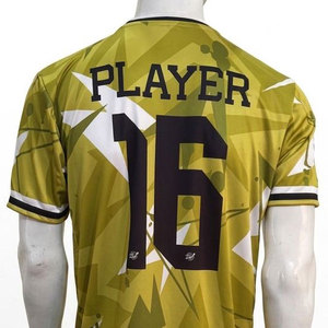 Ensemble de maillot de football pour homme, imprimé géométrique jaune, manches courtes, séchage rapide, coupe athlétique, design sublimé, numéro de joueur 16 - Product Image 3