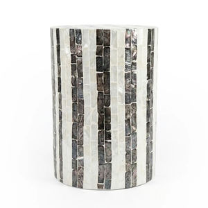 Tabourets cylindriques incrustés de coquillages, mosaïque de nacre naturelle, table de chevet pour la décoration intérieure. - Product Image 1