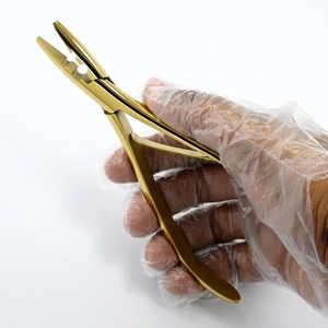 Pinza Profesional de Acero Inoxidable con Dos Orificios para Extensiones de Cabello, Herramienta de Cierre de Micro Anillos para Salones de Belleza - Product Image 1