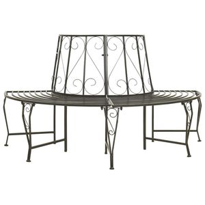 Panchina da Giardino in Acciaio Grigio Argento con Sedute Semicircolari, Disponibile in Vari Stili - per Patio - Product Image 1