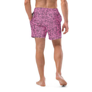 Shorts personnalisés pour hommes, imprimé graphique rose, motif crâne et amour, streetwear décontracté, shorts d'été - Product Image 2