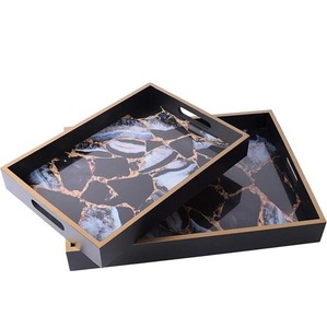 Modern Multipurpose Enamel MDF <b>Breakfast</b> <b>Tray</b> with Handles for Tea Coffee and Snacks Floral Design - Product Image 5
