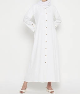 Abaya Musulmana Blanca Tradicional Islámica de Dubái para Mujer, al por Mayor, de Poliéster Transpirable, Largo hasta el Tobillo, Estilo Saudí, para Primavera - Product Image 6