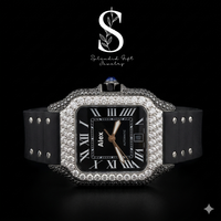 Montre entièrement sertie de diamants en acier inoxydable, montre en diamant Moissanite VVS, montre à mouvement automatique sertie de diamants