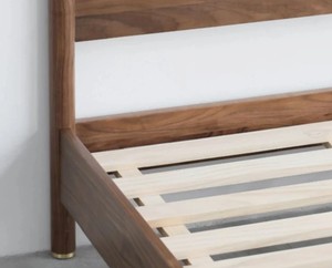 Solid Wood Queen <b>Bed</b> Frame Minimalist Design Teak Wood Natural Finish Round Legs Handmade Bedstead - Product Image 6