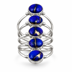Bague Statement Bohème Superposée en Pierres Précieuses Violettes et Turquoises pour Femme BLUE CAVALLO, Bijoux en Argent Faits à la Main, Vente en Gros - Product Image 2