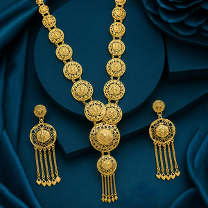 Joyería de Moda al por Mayor, Juego de Collares Largos Estilo Dubai Tradicional, Juego de Joyería Nupcial con Diseño Floral en Oro de 14K, 18K y 24K - Product Image 1