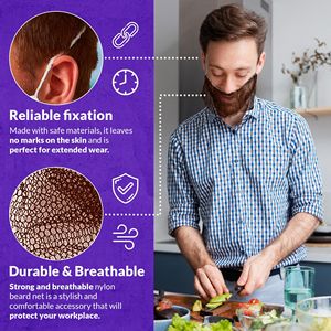 ตาข่ายเคราไนล่อนสีน้ำตาลขนาด18นิ้วสำหรับผู้ชาย1000สำหรับบริการด้านอาหารร้านอาหารโรงแรมบริการที่คลุมเครา - Product Image 3