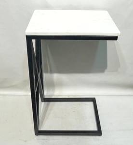 Table d'appoint moderne en forme de C, table d'appoint en métal pour canapé, table pour ordinateur portable et collations avec base en X pour salon et chambre à coucher - Product Image 5