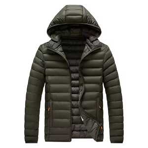 Men's Hooded Puffer <b>Jacket</b> <b>with</b> Stand Collar Zipper Closure Windproof Winter Casual Slim Fit 100% Polyester Shell <b>Fleece</b> <b>Lining</b> - Product Image 4