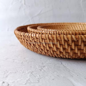 Handmade <b>round</b> Rattan Serving <b>Tray</b> with Handle Eco-Friendly Wicker <b>Trays</b> for Decorative Use - Product Image 4
