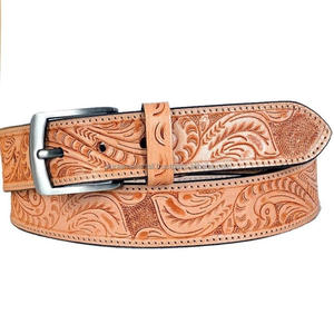 Cinturón de herramientas de cuero occidental de grano completo genuino en relieve a mano más vendido para hombres y mujeres con hebilla de zinc de aleación de todos los tamaños - Product Image 2