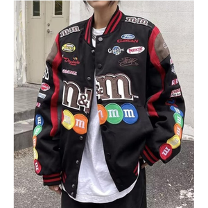 Men's Contrast Color Block Baseball Coat | Retro Custom <b>Corduroy</b> Varsity <b>Jacket</b> | Vintage Patchwork Letterman - Product Image 6