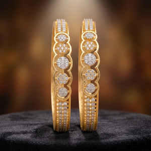 Juego de Pulseras de Lujo con Dijes de Bola de Circonio, Imitación de Latón Chapado en Rodio, Clásico Kada de Boda para Mujer, Joyería Nupcial - Product Image 1