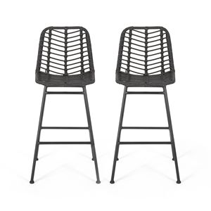 Set di 2 sgabelli da bar Sawtelle in vimini per esterni - Product Image 2