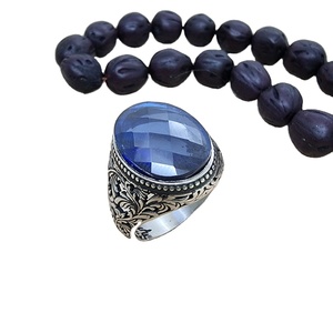 925 Sterling Silver <b>Garnet</b> Stone Black Rhodium Plated Cute Cocktail <b>Ring</b> for Men Beelo Silver Gift Ottoman Arabic Trendy - Product Image 1