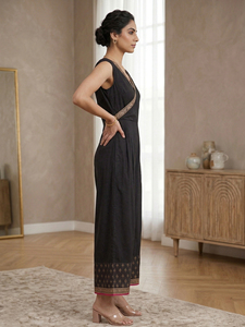 Combinaison ethnique noire en rayonne, décontractée, confortable, élégante, pour tous les jours, tenue ethnique une pièce pour femmes - Product Image 3