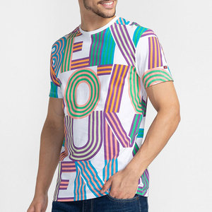 T-shirt à manches courtes pour homme avec motif géométrique, col rond, coupe classique, style décontracté, tissu jersey 100% coton - Product Image 2
