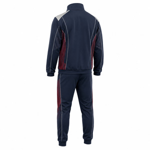 Dravelle Industry Men's Navy Blue <b>Tracksuit</b> Full Zip Jogging Suit Red Accents Side Pockets Breathable <b>Polyester</b> Material 2 1 - Product Image 3