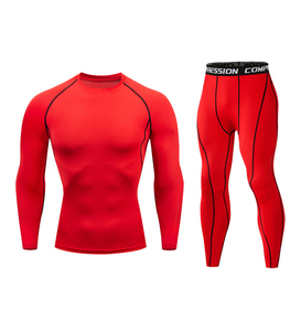Customized Size <b>Men's</b> Solid Color Gym Yoga <b>Compression</b> Suit 2-Piece Set Spandex/Nylon Four-Way Stretch Quick Dry Breathable - Product Image 5
