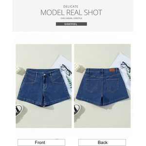 2025 femmes taille haute mi-taille Jean Shorts coupe ajustée extensible été Denim bouton poches Zimbaplatinum Style décontracté - Product Image 1